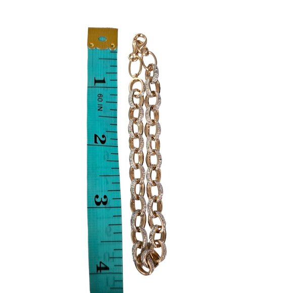 Sterling Silver Gold Vermeil Textured Chunky Link Bracelet 8" Long, L65 - Picture 5 of 6